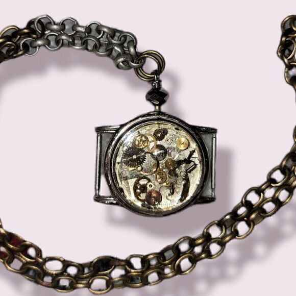 Vintage Watch Parts Resin Necklace (N42) - Picture 4 of 4